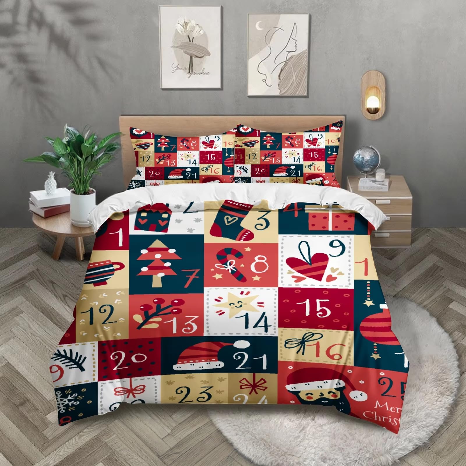 Parure de lit 140x200 de Noël multicolore pour chambre d enfant chaleureuse