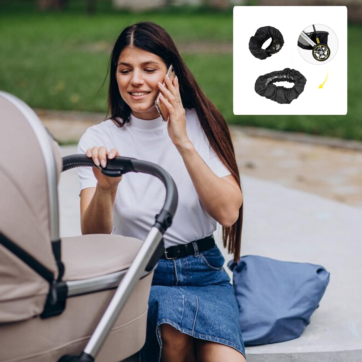 4 pezzi Copriruota per passeggino, Passeggino Coprigambe Antipolvere Copriruota, impermeabili e antisporco, accessori antipolvere