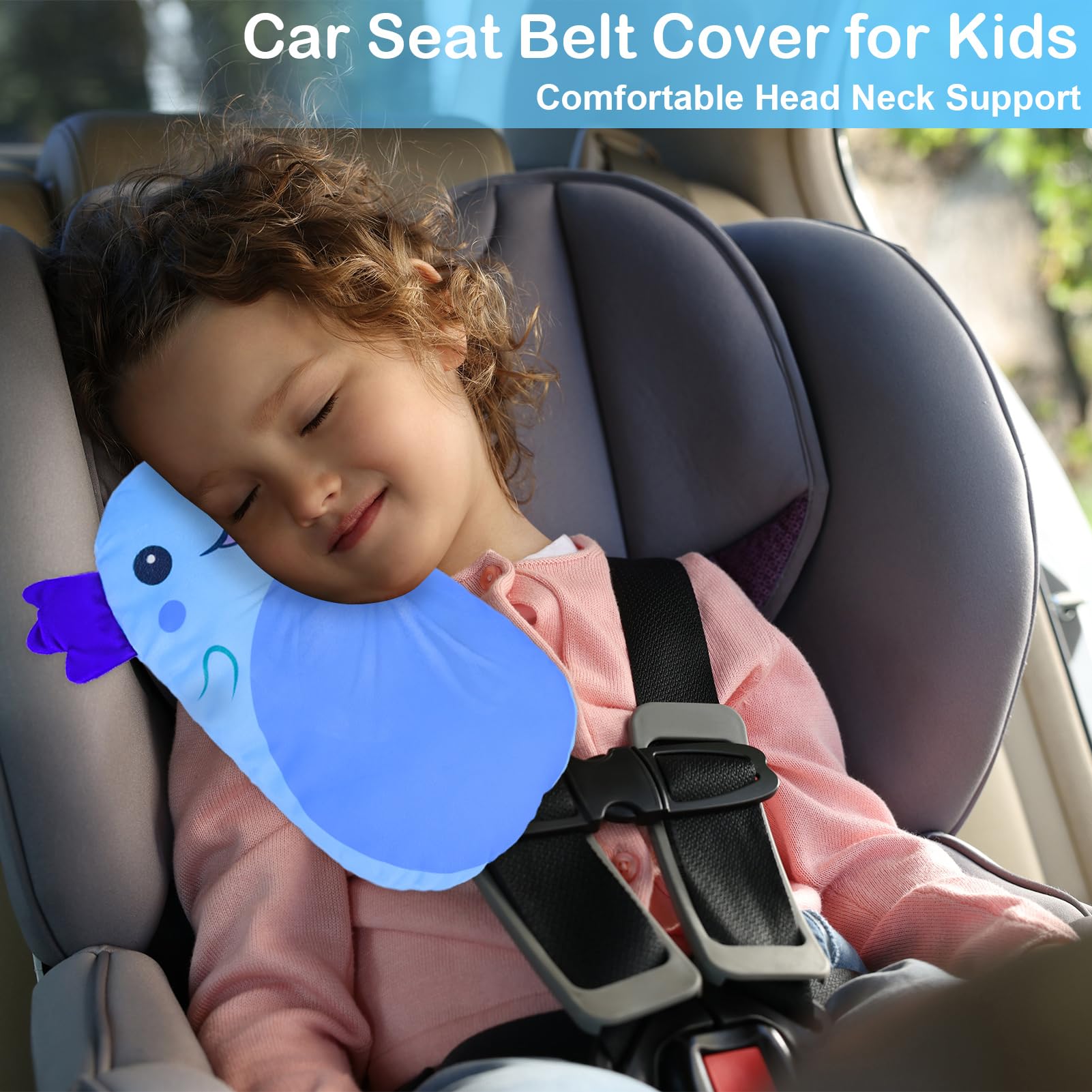 FIODAY Fundas para cinturón de seguridad para niños, almohadillas para correa de asiento de coche, almohada para cinturón de seguridad, cojín para cinturón de seguridad, cojín para cinturón de