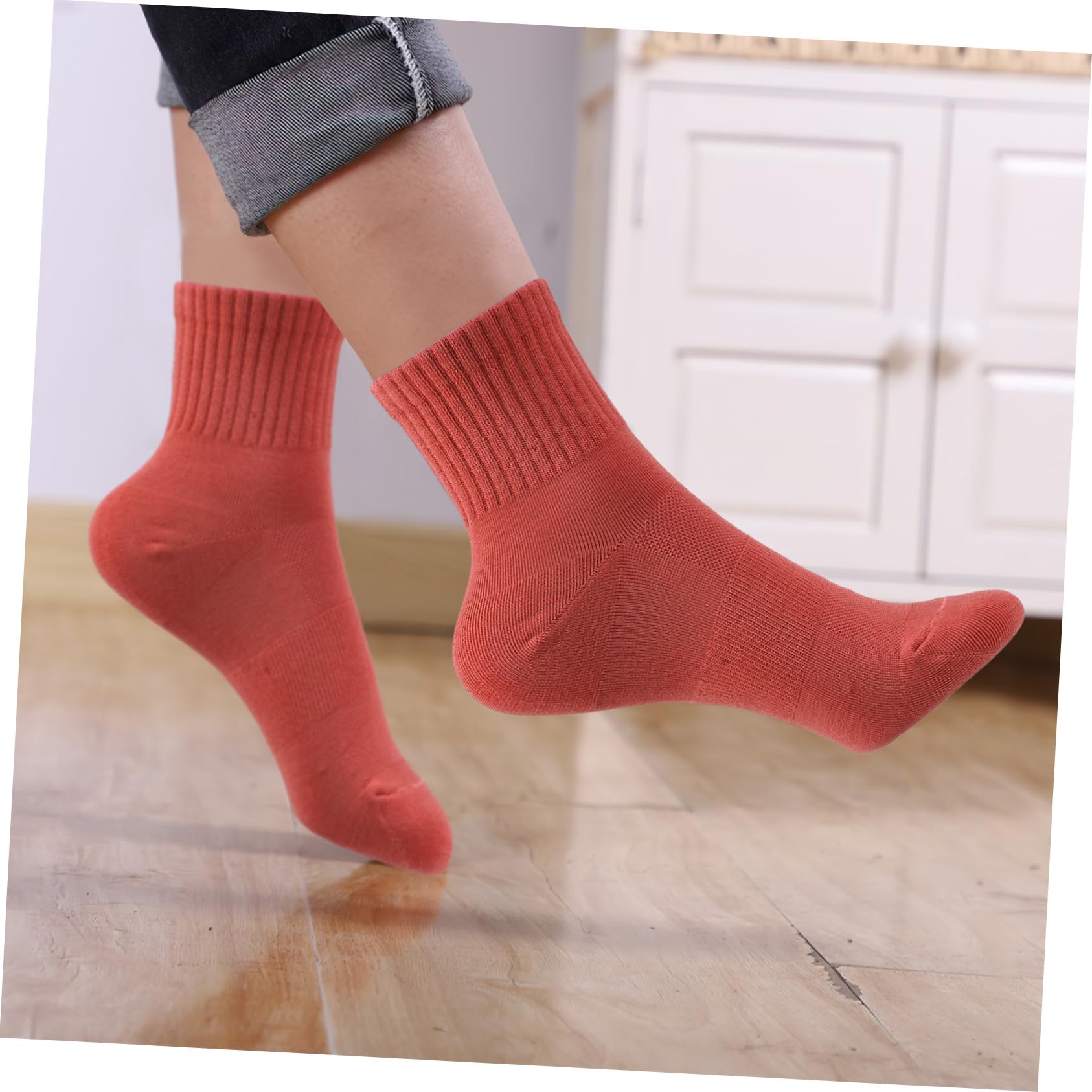 iplusmile Calcetines Altos de Algodón para Mujer, 10 Pares, Talla Media