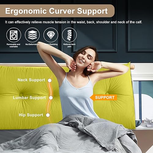 Miniatura 9 de WUIOYNF Almohadas triangulares grandes para cabecero, respaldo largo, cojín de apoyo de posicionamiento para sofá cama, almohada de felpa esponjosa