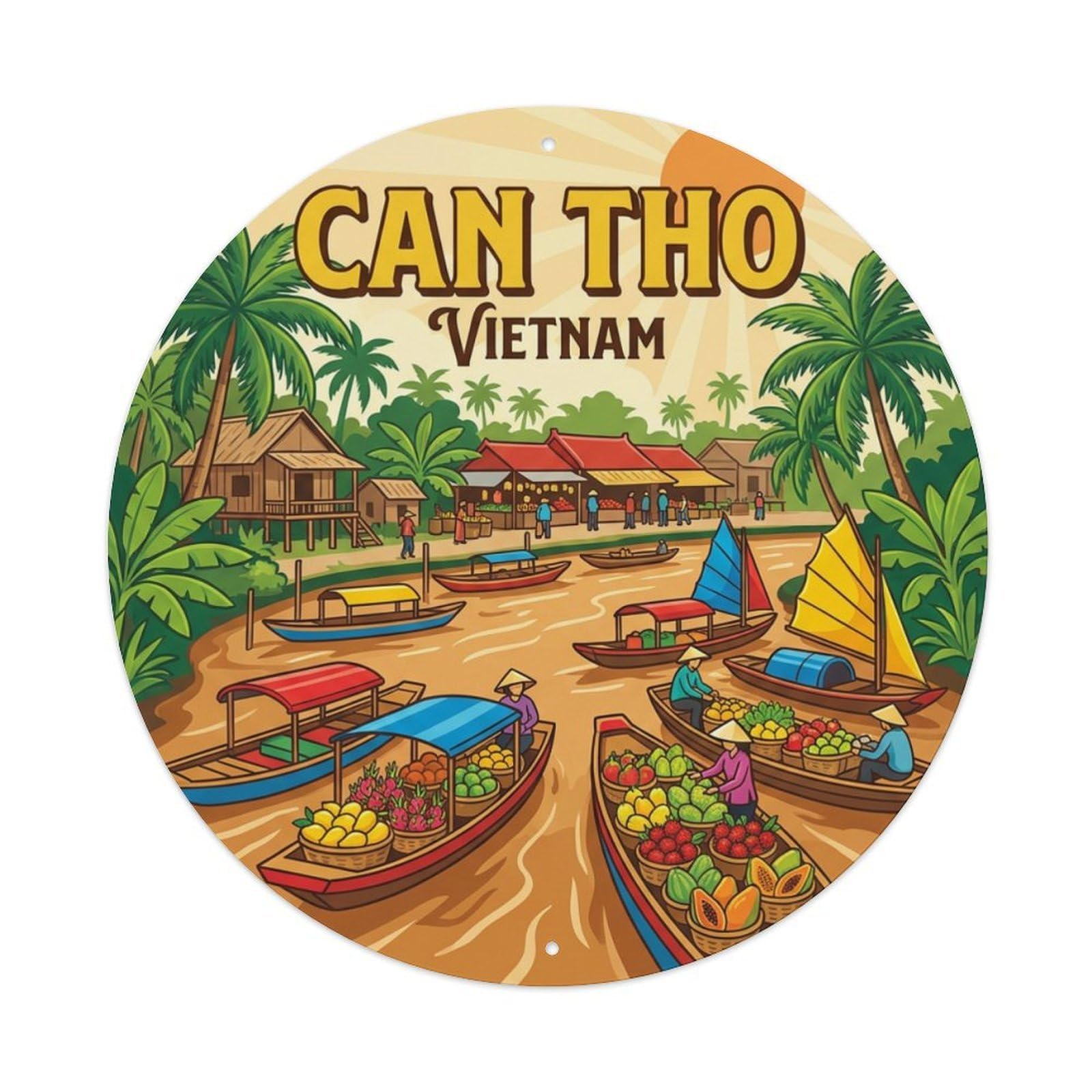 Galvaxio Style Vietnam Retro Travel Can Tho Metal Tin Sign