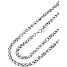 PROSTEEL Stainless Steel Wheat Chain Necklace for Men Women | 18K Gold Plated/Black/Silver,2/3/6/9mm Width,Chain for Pendant,Waterproof Braided Chain with Strong Clasp Hip Hop Jewelry