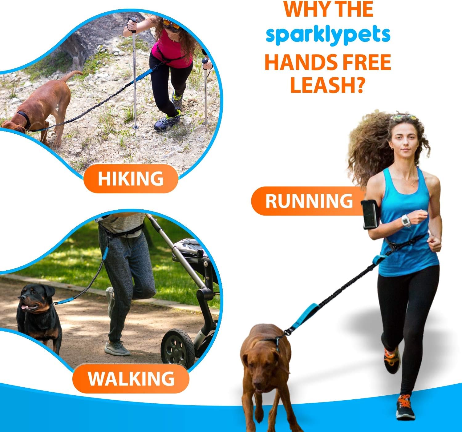 SparklyPets, Hands Free Dog Lead for Medium and Large Breeds, Professional Waist Leash for Walking Hiking, Training, Jogging - Image 4