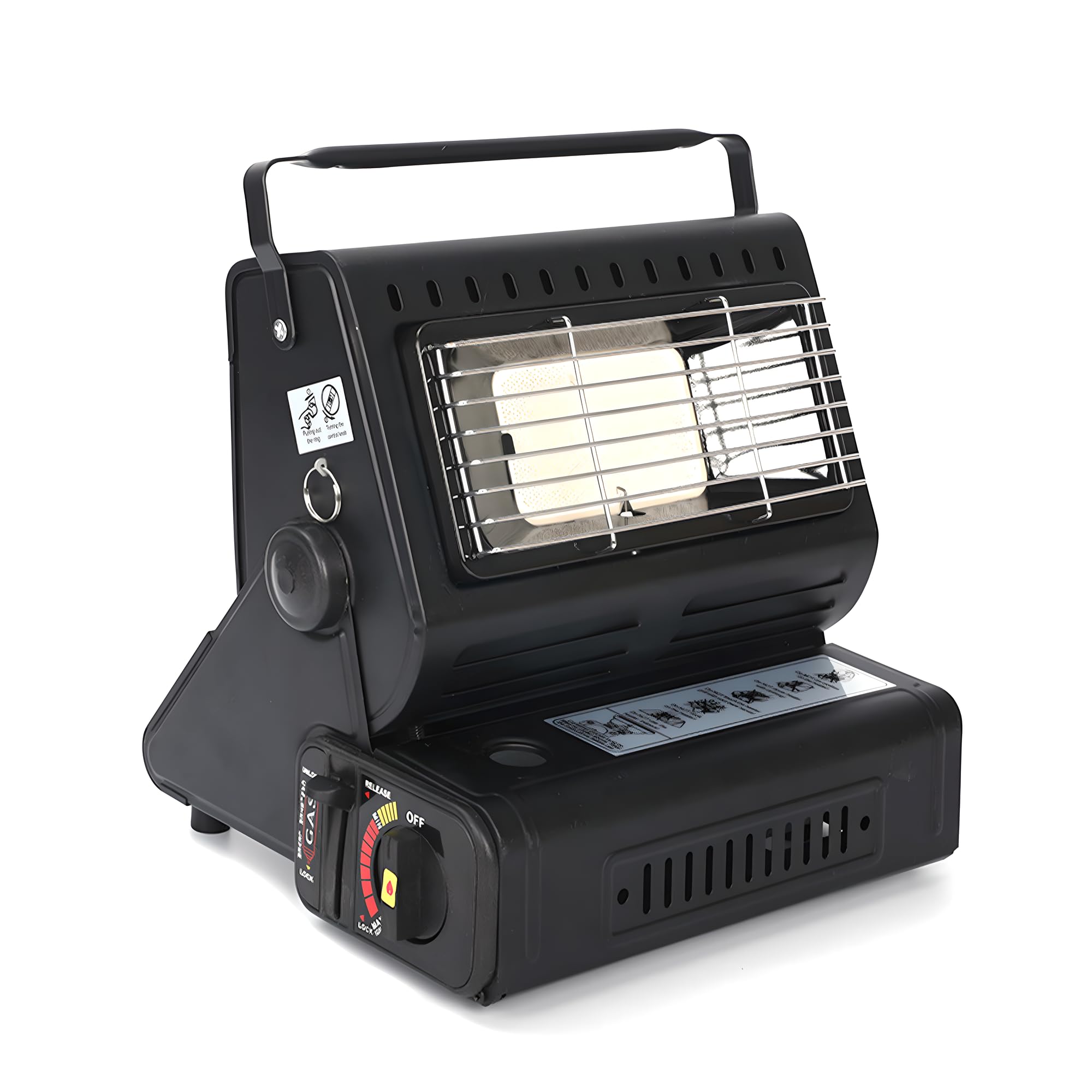 Yinleader Chauffage au gaz en céramique, chauffage d'extérieur, pour tentes, caravanes, camping, brûleur en céramique, 1,3 kW (noir)