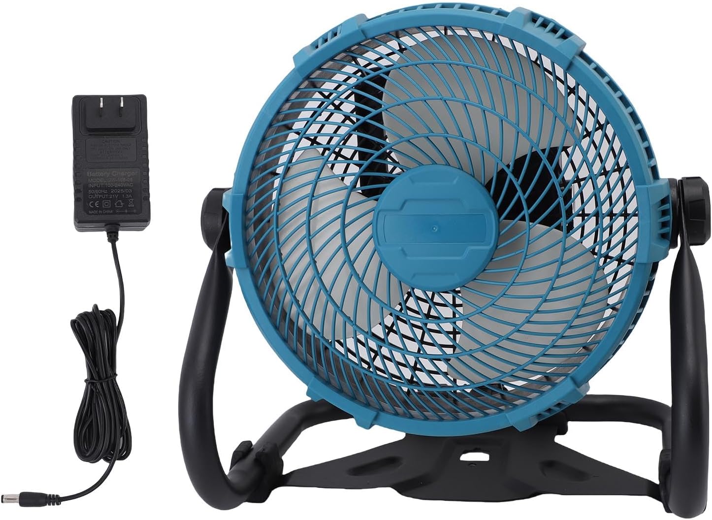 Luqeeg Portable Work Site Fan, 12 Inch Cordless Battery Operated Fan with Sturdy Construction Versatile Use Easy Placement for Home Camping Road Trip Swimming Pool Beach Terrace (US Plug 100-240V)