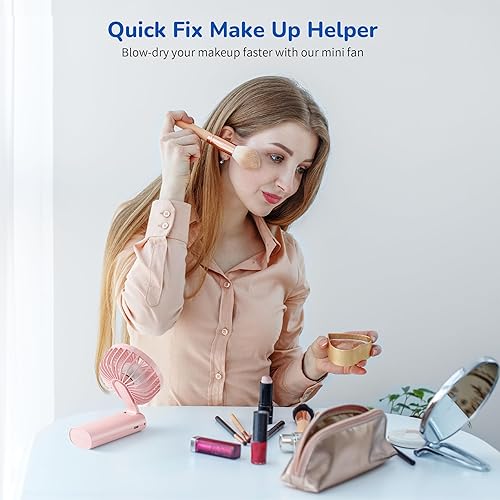 Miniatura 6 de Ventilador de mano portátil, mini ventilador personal plegable recargable por USB, 5200 mAh, 180 ajustables, viento de 6 velocidades, ventilador de