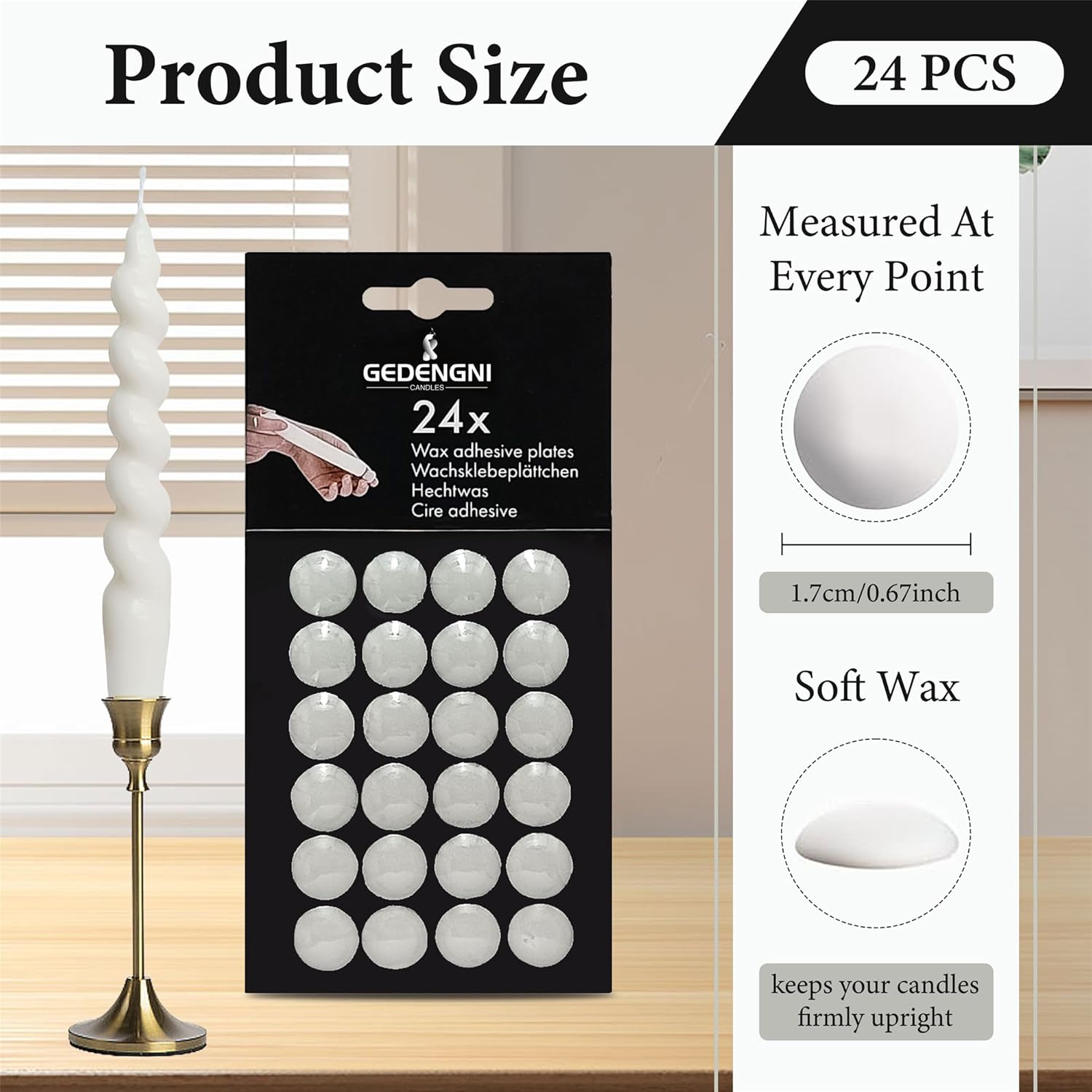 Taper Candle Wax Dots - 24pcs Spiral Candle Sticky Dots White Candles Adapter Small Candlestick Adhesive,Soft Wax for Any Candles Holder Accessories-White - Image 4