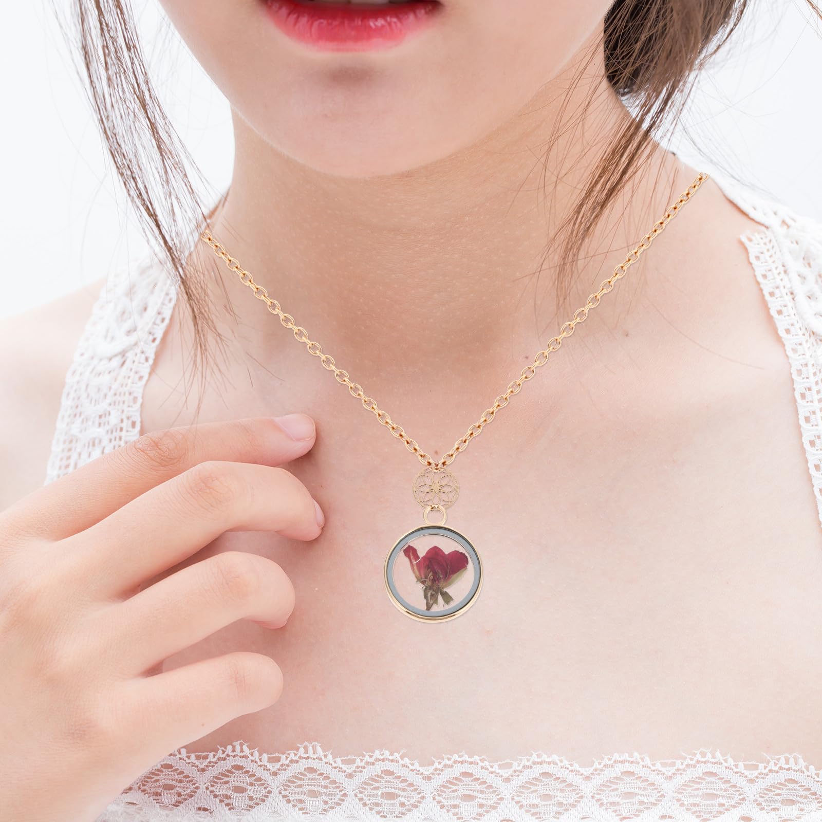 200 Pezzi Pendenti in Rame a Forma di Fiore per Creazione Gioielli Fai da Te Anello Staccabile, Design Delicato e Creativo per Accessori Artigianali