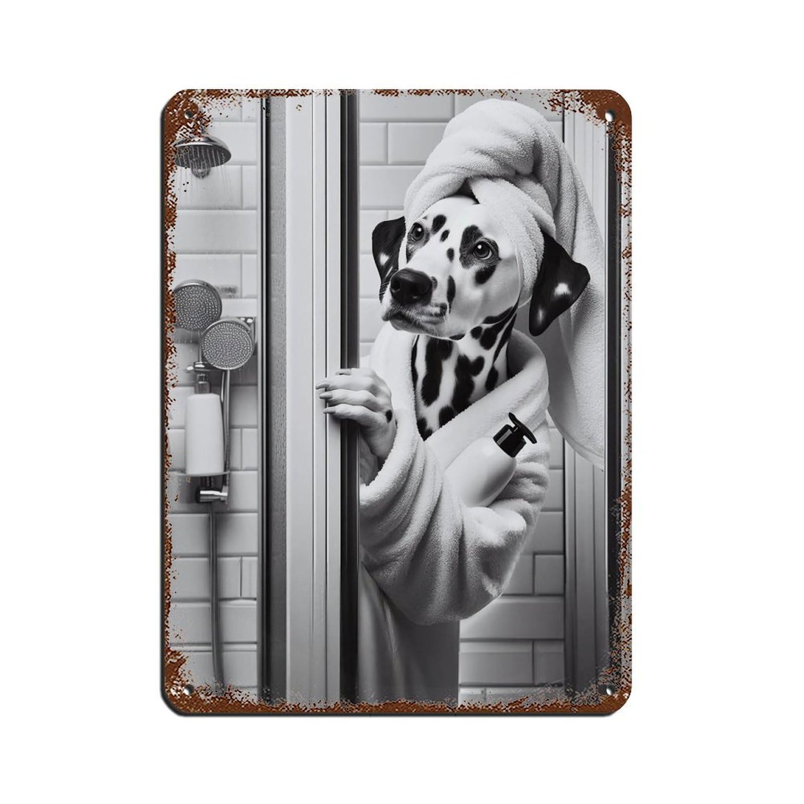 Dalmatian，Bathroom Art Poster Tin Sign Vintage Metal Pub Club Cafe Bar Home Wall Art Decoration Poster Retro 12x16inch(30x40cm)