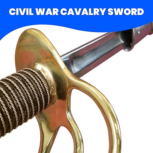 Vista 3 de SZCO 1840 Réplica de sable de caballería Espada de caballería de la guerra civil de 40 pulgadas con guardia de latón y pomo, mango de madera