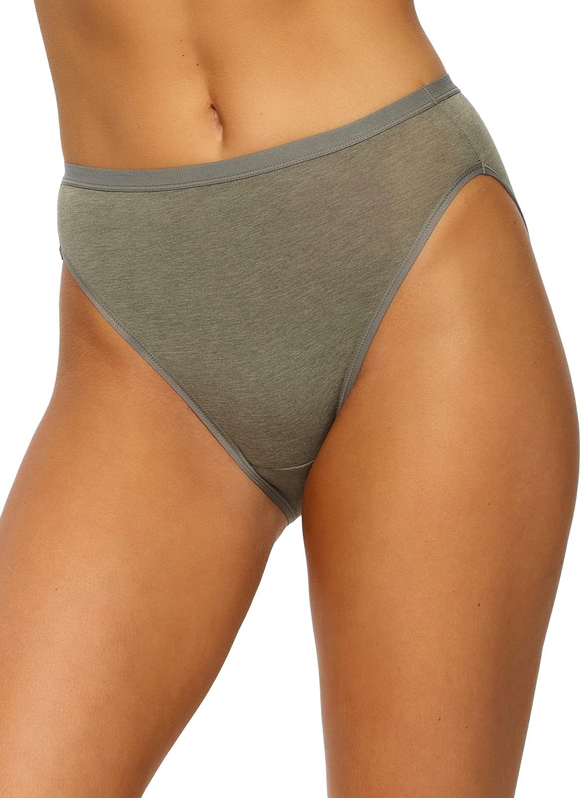 | Organic Cotton Stretch Hi Cut Panty | Women's Underwear (Slate, Large)