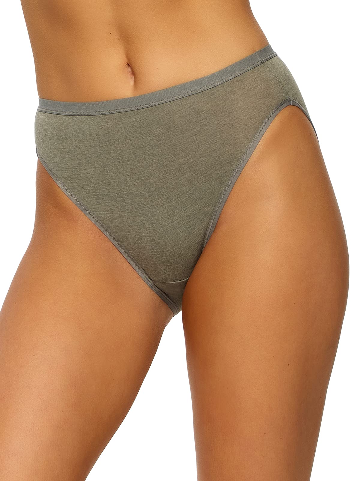| Organic Cotton Stretch Hi Cut Panty | Women's Underwear (Slate, Large)