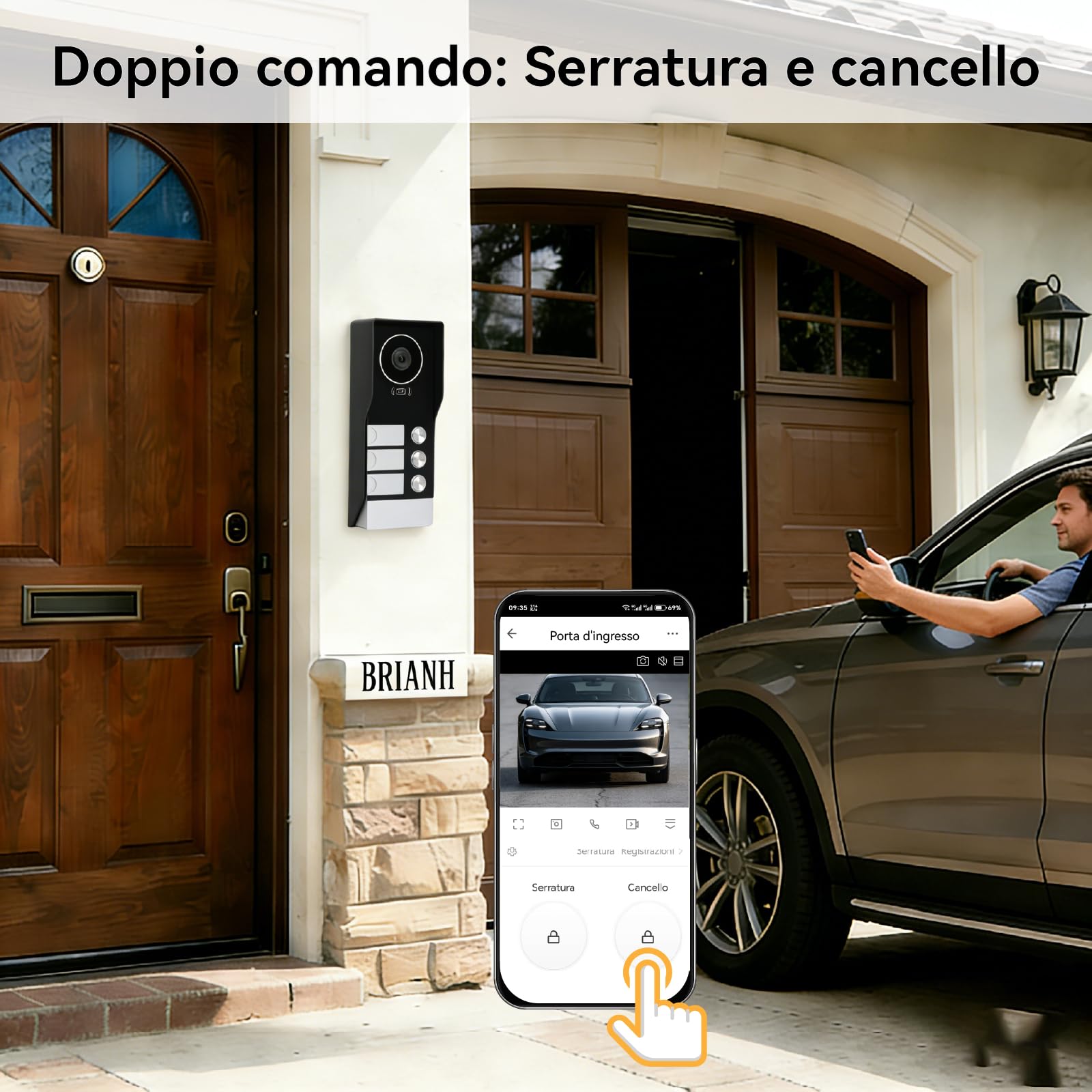 Videocitofono cablato con 3 Monitor Touch da 7 Pollici, Pannello Esterno con Telecamera, Campanello Video 2 Fili con Visione Notturna,Audio Bidirezionale, per 3 Famiglie