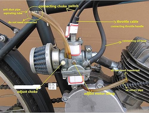 Miniatura 5 de Carburador de carreras de alto rendimiento para 2 tiempos Kit de motor de bicicleta 66cc80cc bicicleta motorizada a gas