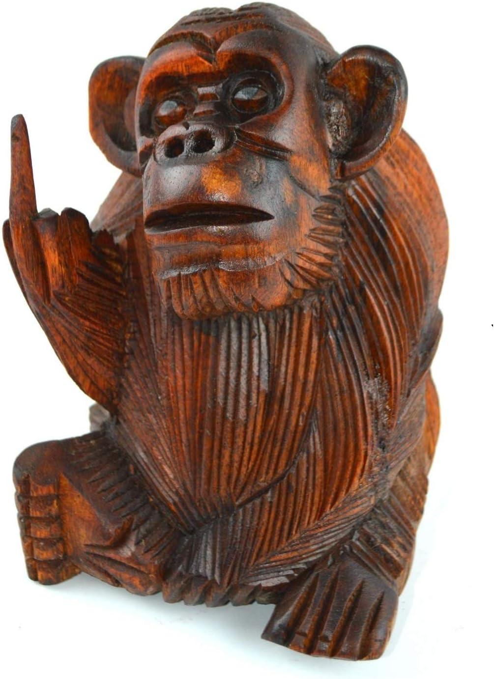 6 Inch Rude Monkey Flipping The Bird Middle Finger Wooden Statue WorldBazzar Brand