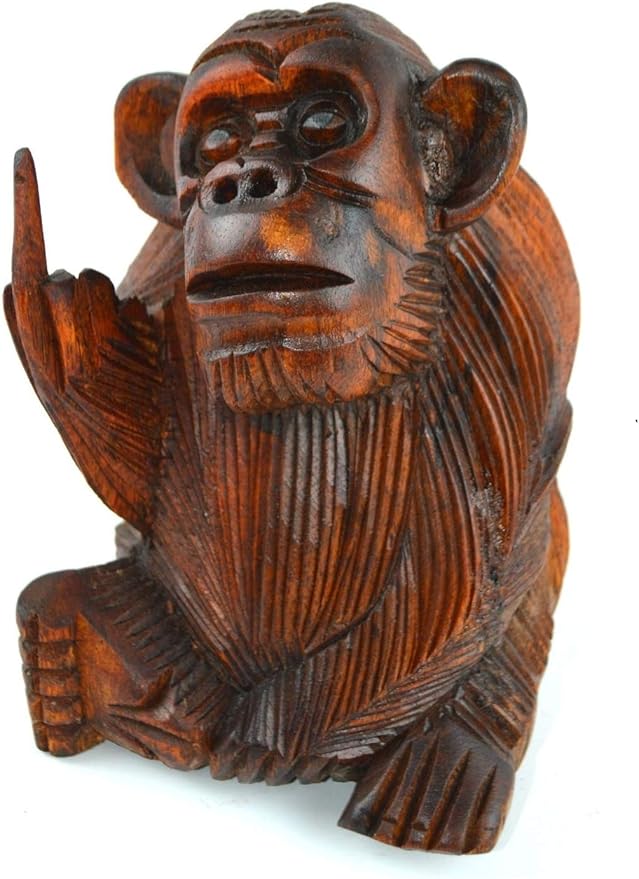6 Inch Rude Monkey Flipping The Bird Middle Finger Wooden Statue WorldBazzar Brand