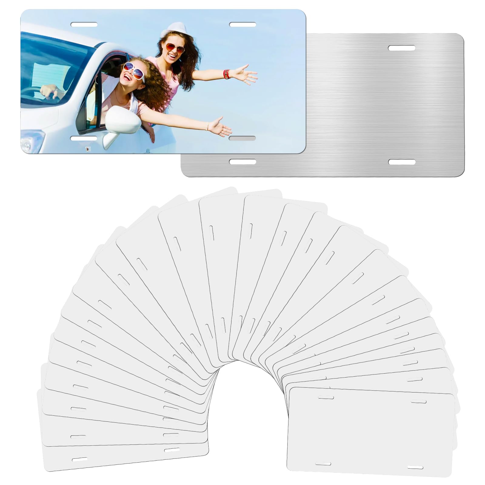 Quivoraxify 24Pack Sublimation License Plate Blanks Metal Aluminum License Plate Tag, Personalized Heat Thermal Transfer Sheet DIY Picture Sublimation