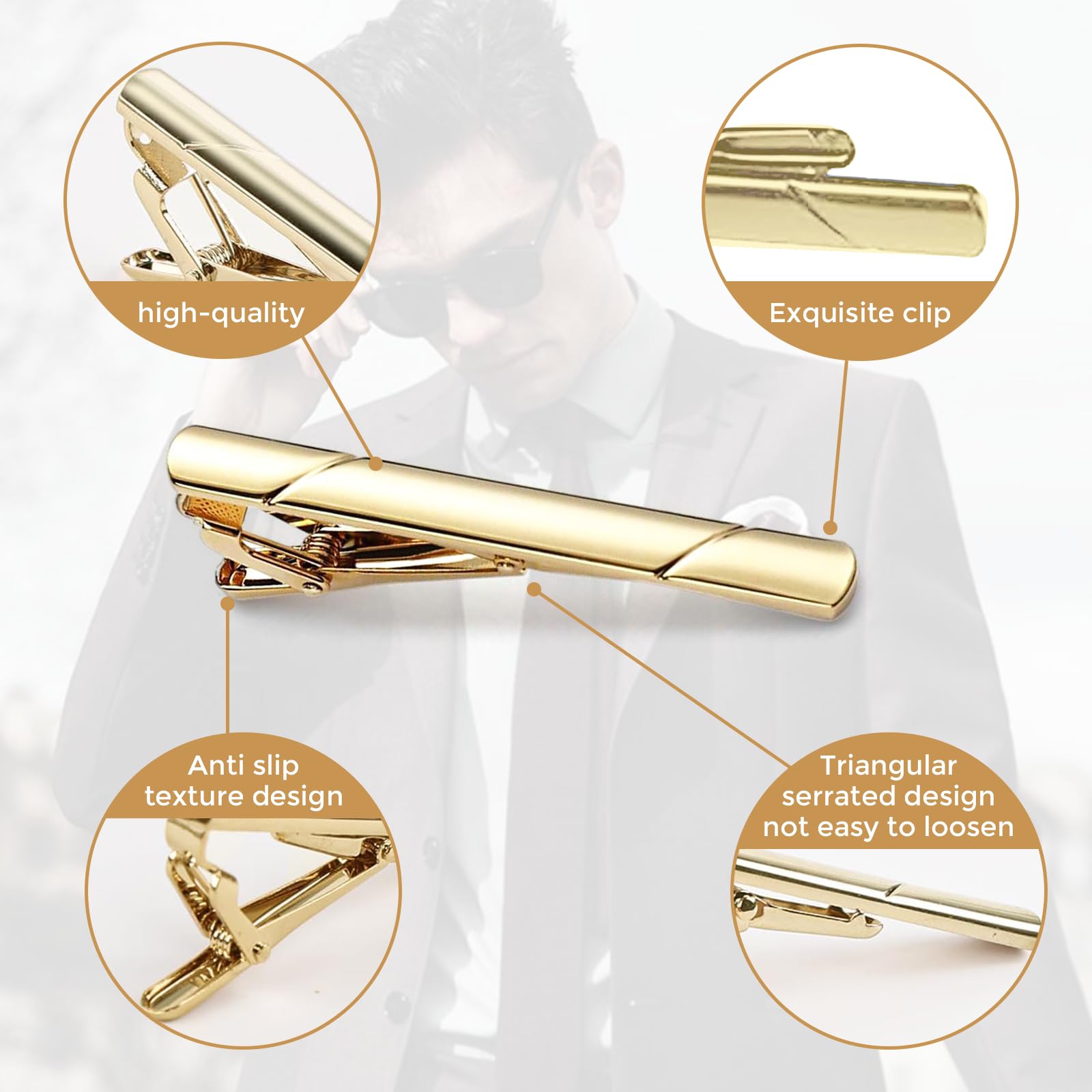 Herren Krawattennadel mit Geschenkbox, 6 pcs Krawattenklammer Edelstahl, Geschenk zum Vatertag, Klassische Krawattennadeln für herren, Tie Clip Set Für Valentinstag, Hochzeit, Vatertagsgeschenk
