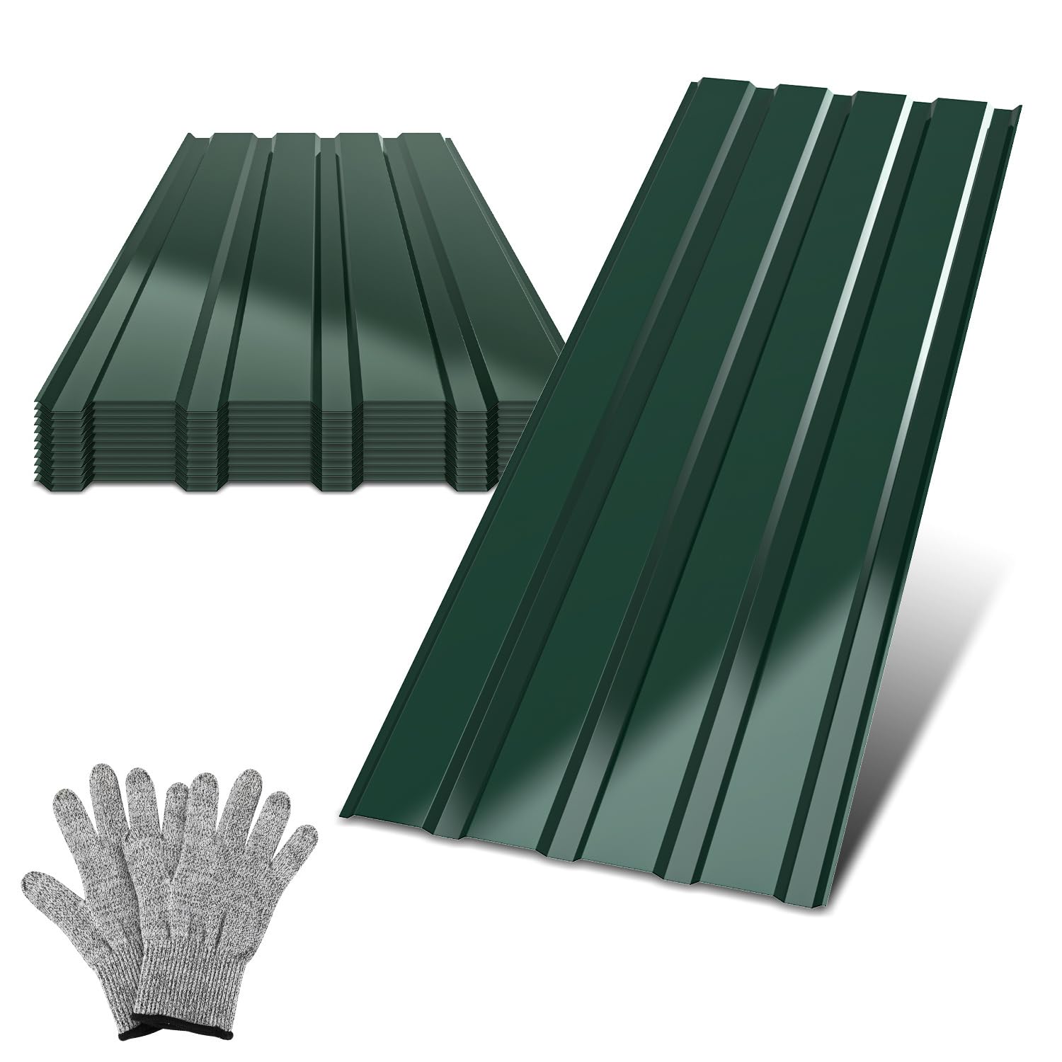 Set de chapas trapezoidales para techo 36 piezas 115×45 cm Verde chapa de acero 0,25 mm para casa de jardín, cobertizo de herramientas, cobertizo para herramientas incl. guantes aprox. 18 m²