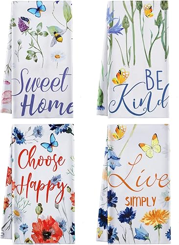 CHENGU Paquete de 4 toallas de cocina absorbentes para cocina juego de toallas de cocina reutilizables de limpieza juego decorativo toalla de cocina