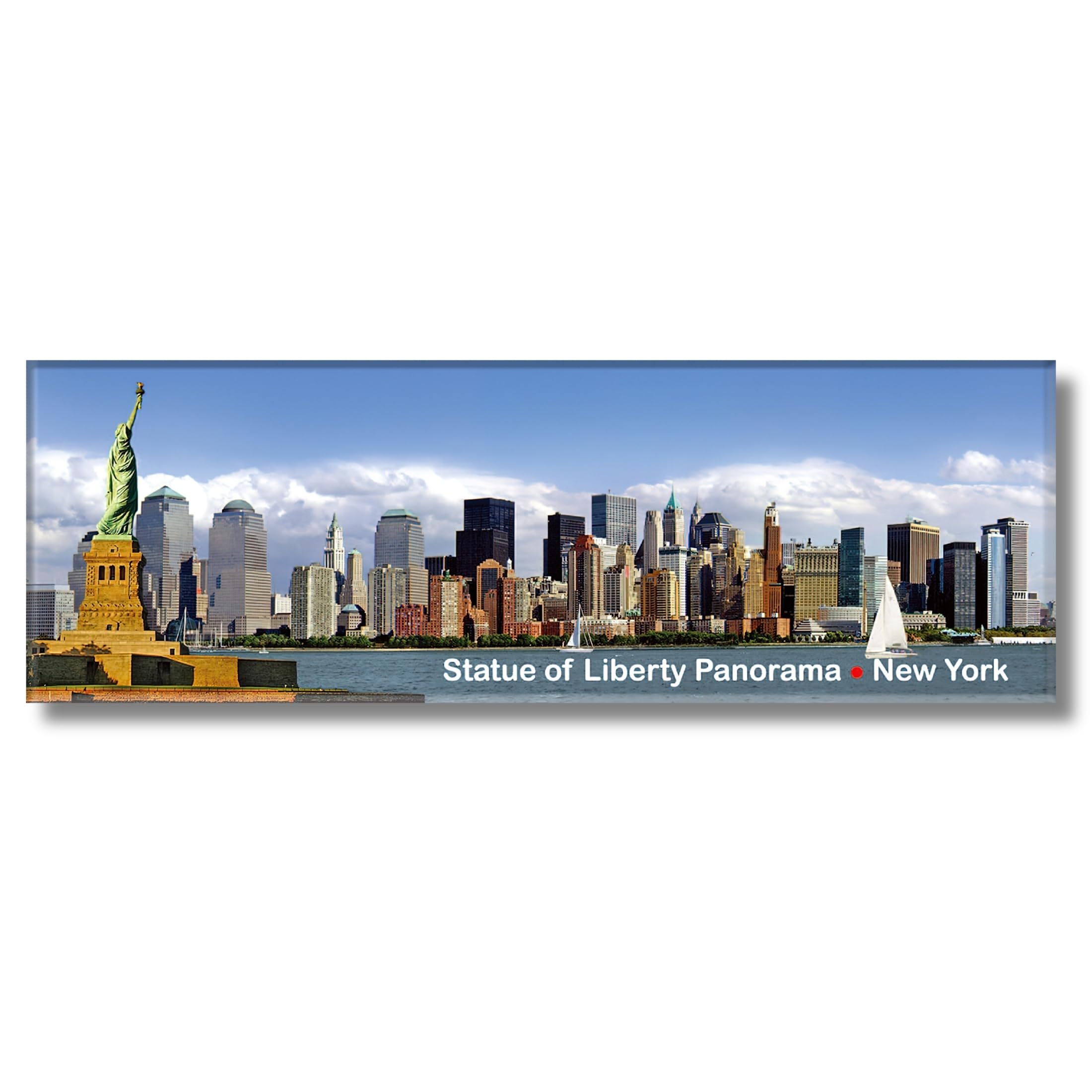 Statue of Liberty & Downtown Skyline Panorama - New York City Photo Souvenir Refrigerator Magnet NYC Fridge Metal Magnet - New York Landmarks Cool Collectible Keepsake Gifts
