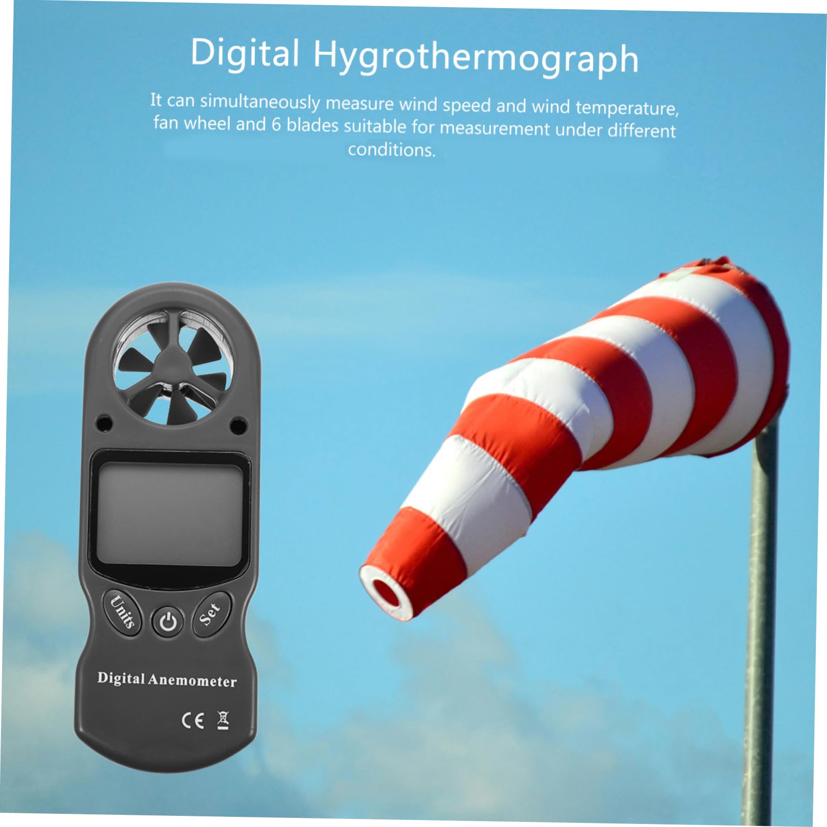 Hygrothermographe Pratique Mini, Anémomètre Numérique Portable, Noir | Mesure Température Humidité, Écran Lcd Rétroéclairé, Paquet de Rangement, 1 Pièce, Plastique