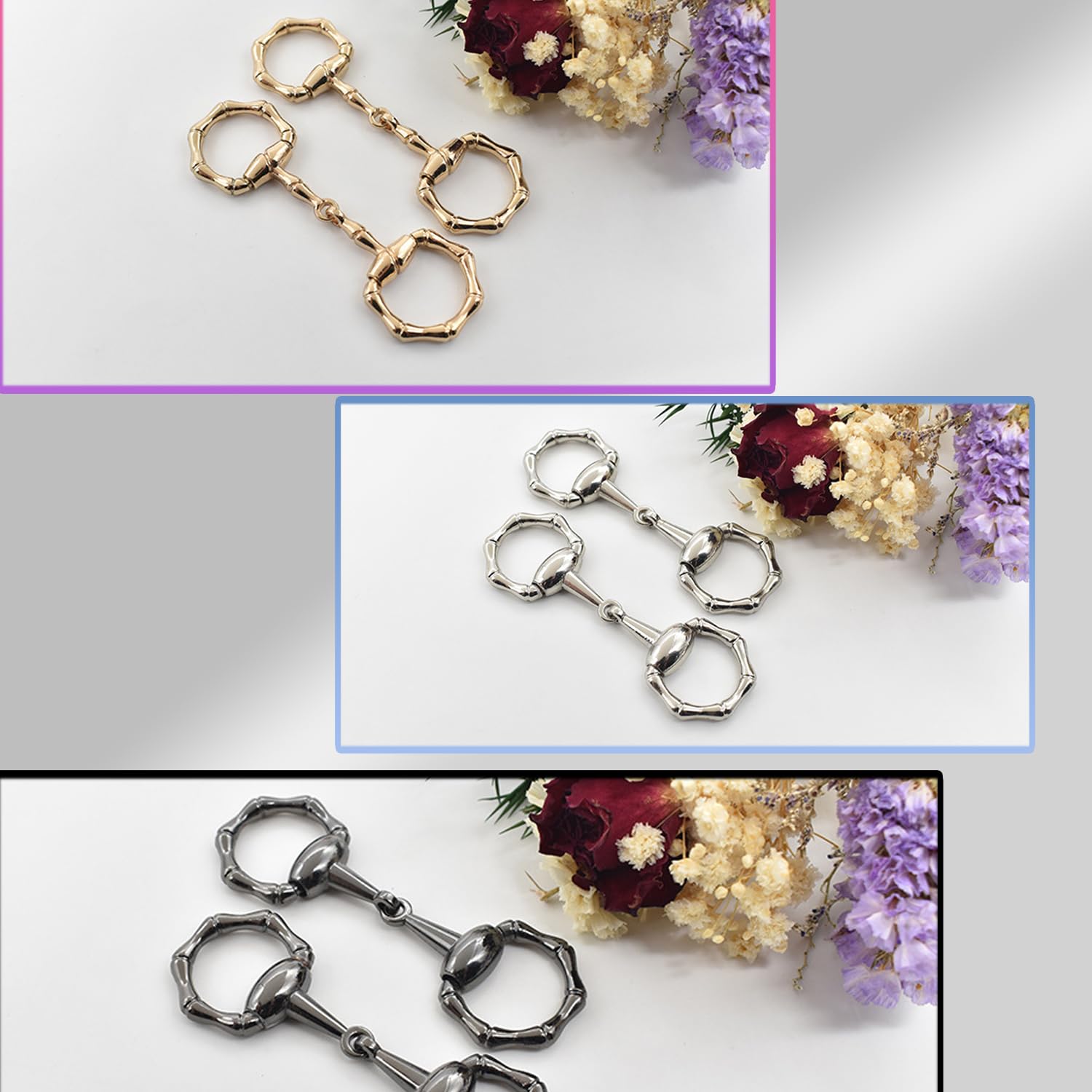 YLYSLFC 3Pcs Simple and Elegant Horsebit Silk Scarf Buckle Ring Scarf Rings for Women,Sophisticated accessories for women