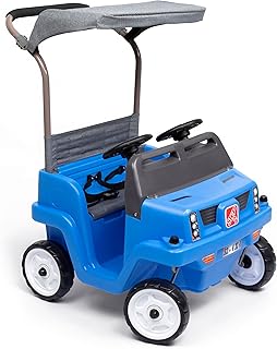 Step2 Side-by-Side Push Around SUV, Kids Push Car, 2 Seats, Stroller Substitute, Includes Seat Belts & Horns, Made of Durable Plastic, Max Weight 100 lbs., For Toddlers 1.5-5 Years Old, Blue