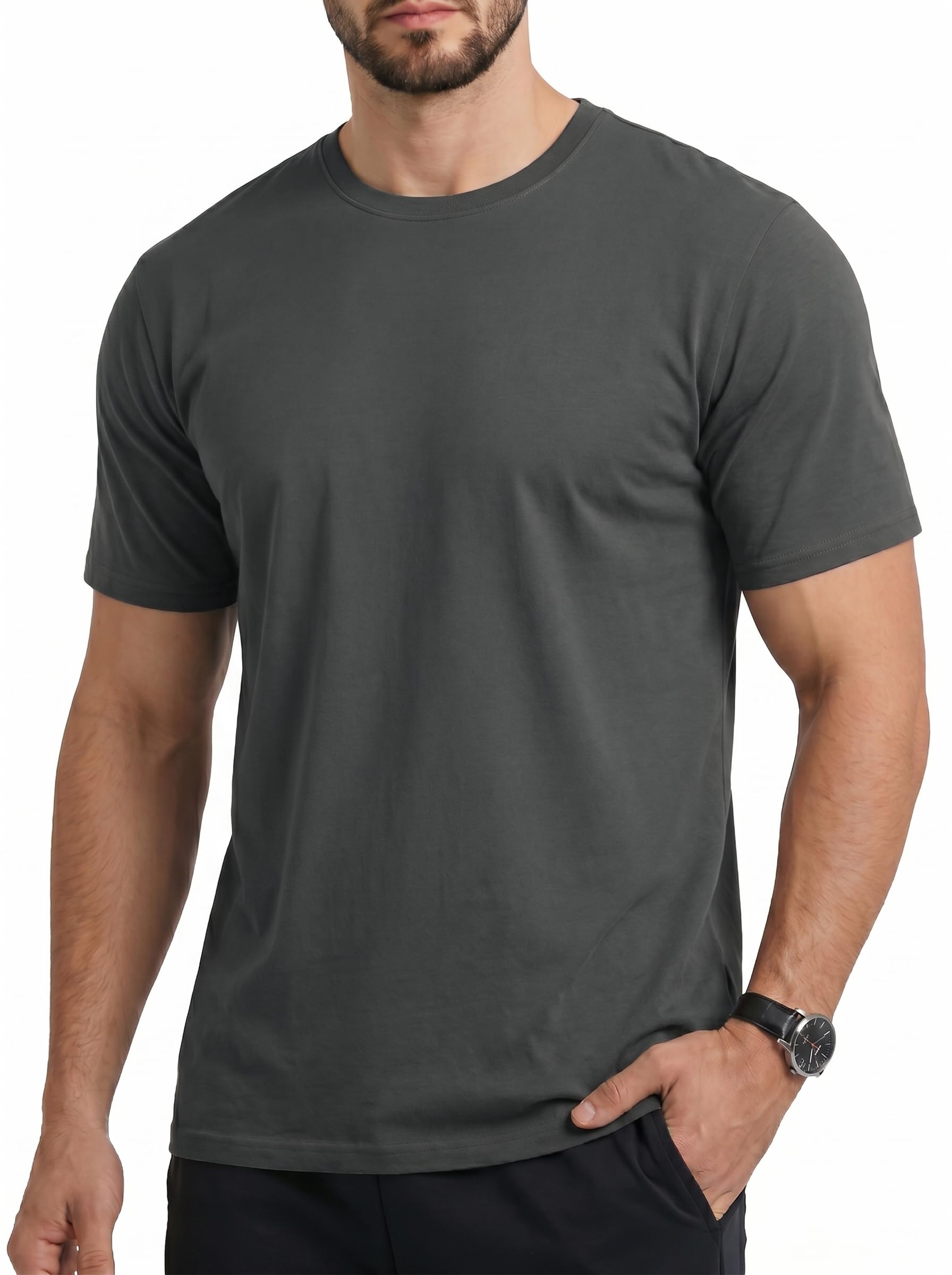 Cavva UV Shirt Herren Sommer Kurzarm T Shirt UPF50+ Rundhals Funktionsshirt Bambus Freizeit Atmungsaktiv Oberteil