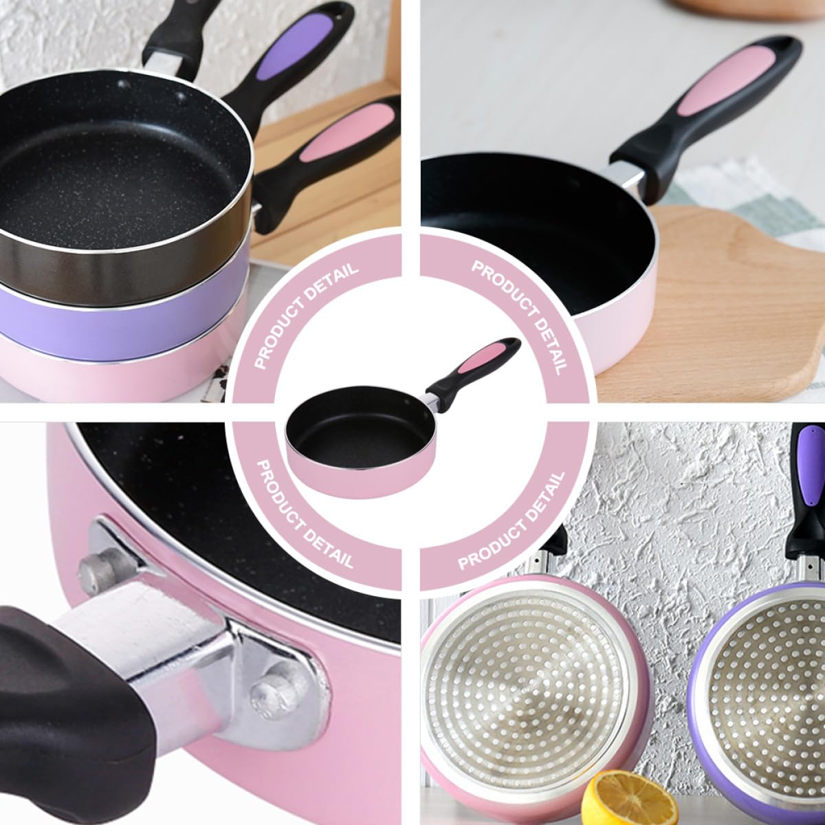 Antihaftpfanne 16cm Pink Induktionsherd Universalpfanne mit Marmorbeschichtung Eier und Pfannkuchenpfanne für Gas und Induktionsherde