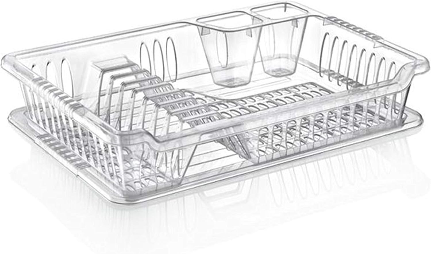 Hobby Clear Medium Plastic Dish Drainer Plate and Cutlery Rack with