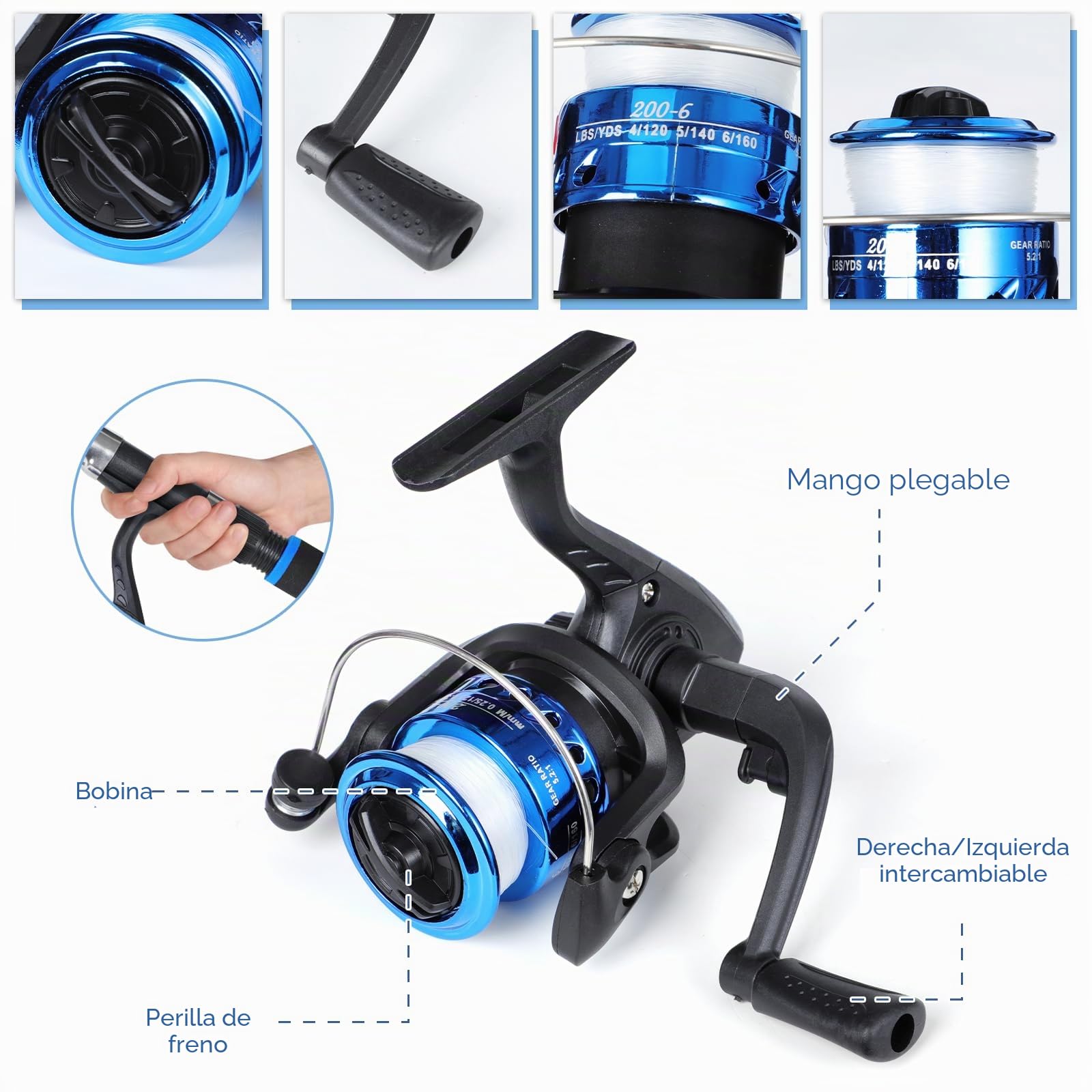 Caña de Pescar para Niños 180cm, Juego de Pesca para Niños con Carrete y Juego de Cebo, Caña de Pescar Telescópica con Kits Completos, Bolsa de Transporte para Niño