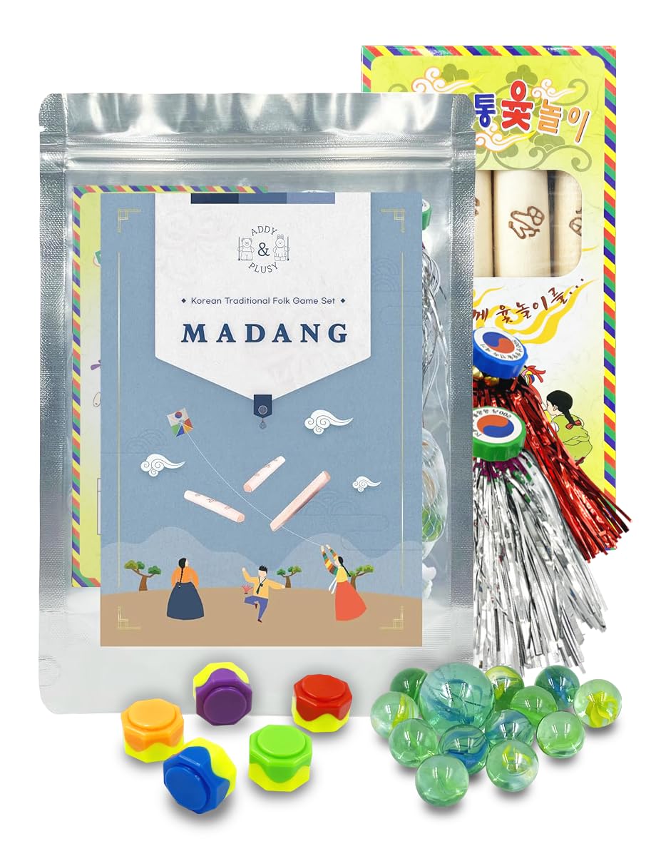 MADANG Koreanisches traditionelles Folk-Spielset/Footbag-Spiel Jegix 2/Gonggi/Yutnori/Murmeln