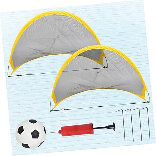 Miniatura 6 de Juego de 2 piezas de puerta de entrenamiento de fútbol plegable con mini redes de fútbol inflable, bomba de bola de hierro para juegos de deportes