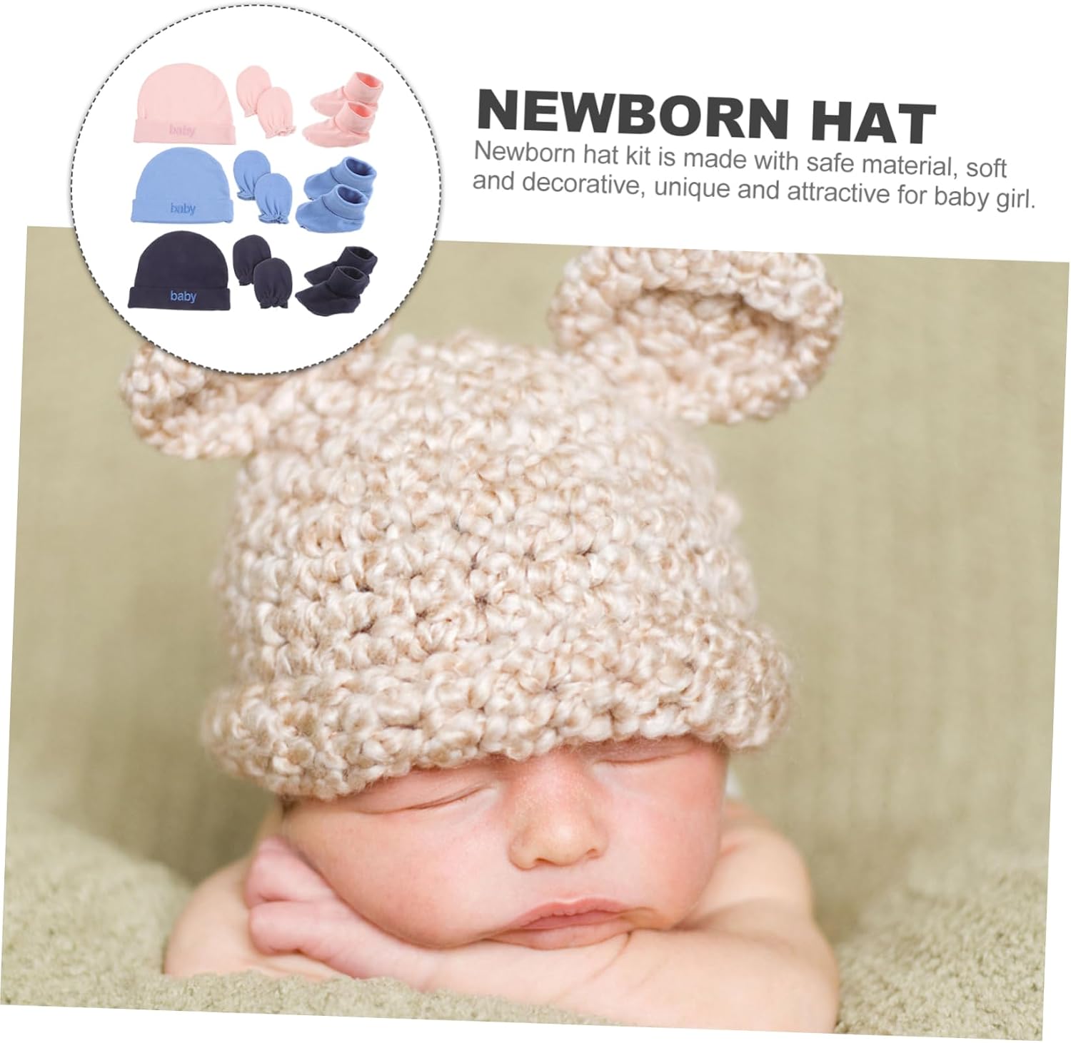 BESPORTBLE 3Sets Hat and Mittens Beanie and Gloves for Boys Soft Comfortable Caps and Mittens for Parties and Daily Wear