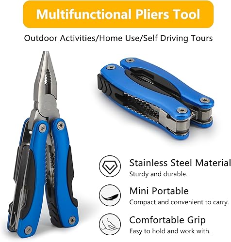 Miniatura 5 de POVTIMS Kit de emergencia para automóvil, kit de herramientas de seguridad en carretera con herramienta de reparación de neumáticos, bengalas de