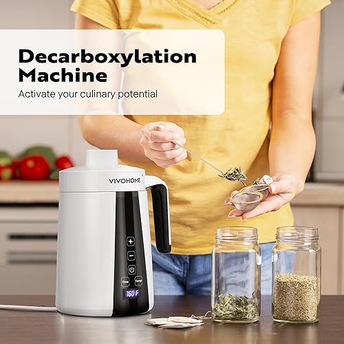 Miniatura 2 de VIVOHOME Máquina portátil para hacer mantequilla a base de hierbas con pantalla LED, extractor botánico, máquina de descarboxilación de infusión de