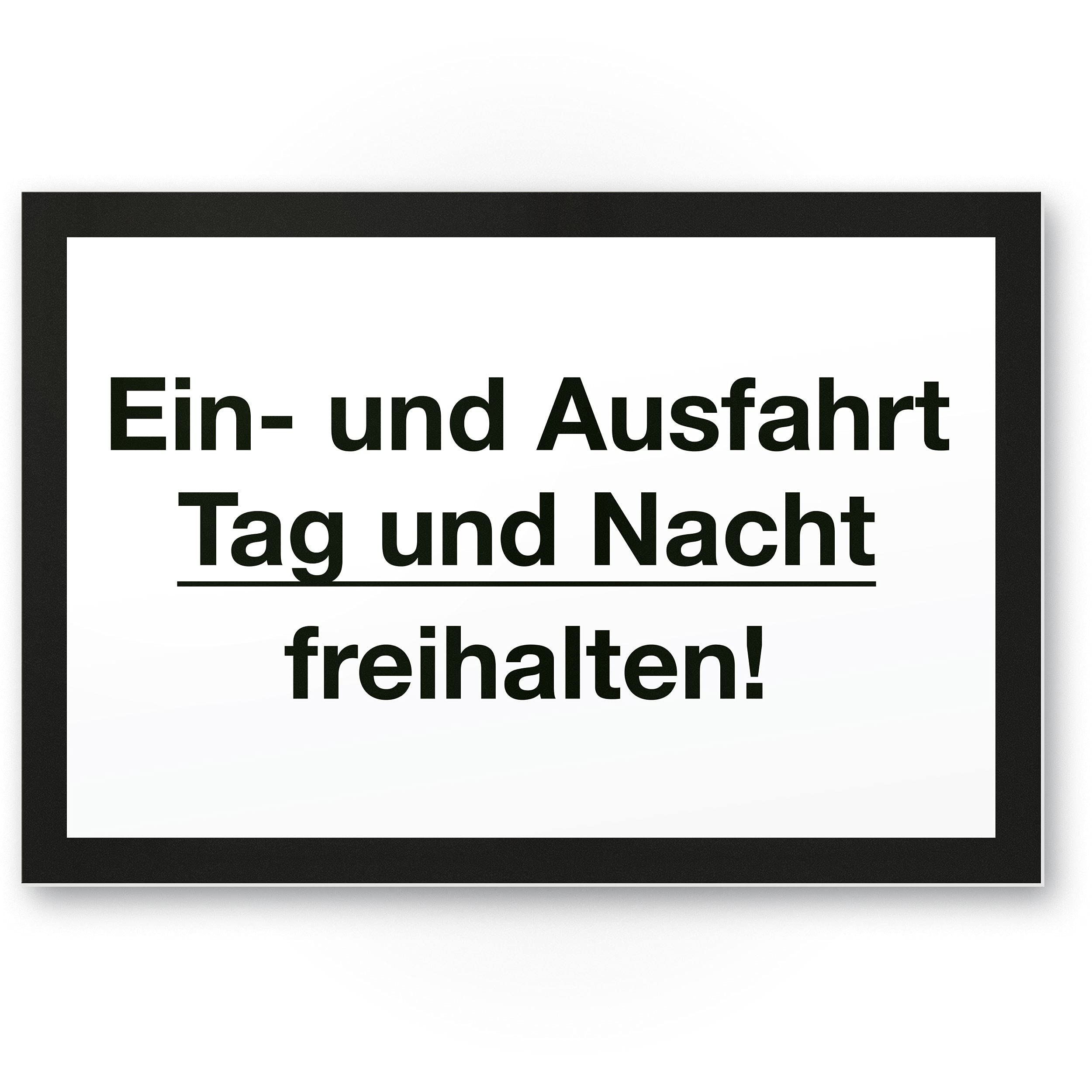 Entry/Exit Day/Night Free Holding Plastic Sign (White/Black, 30 x 20 cm), Sign Entry - Also Opposite - Parking Prohibited - No Parking