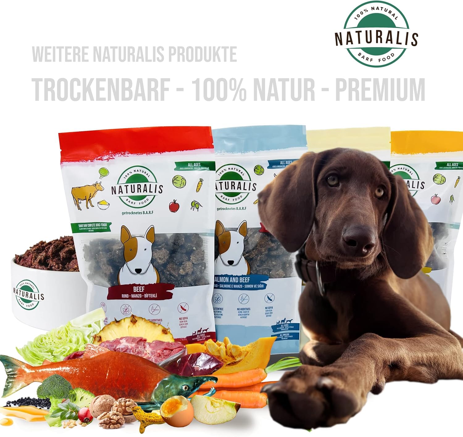 Naturalis Smart 80 Barf sucha karma dla psów, 5 kg, łososiowa, pełnoporcjowa, bez dodatków, bezzbożowa, sojowa, bezglutenowa, 100% naturalna, delikatnie suszona na powietrzu, korzystna cena!