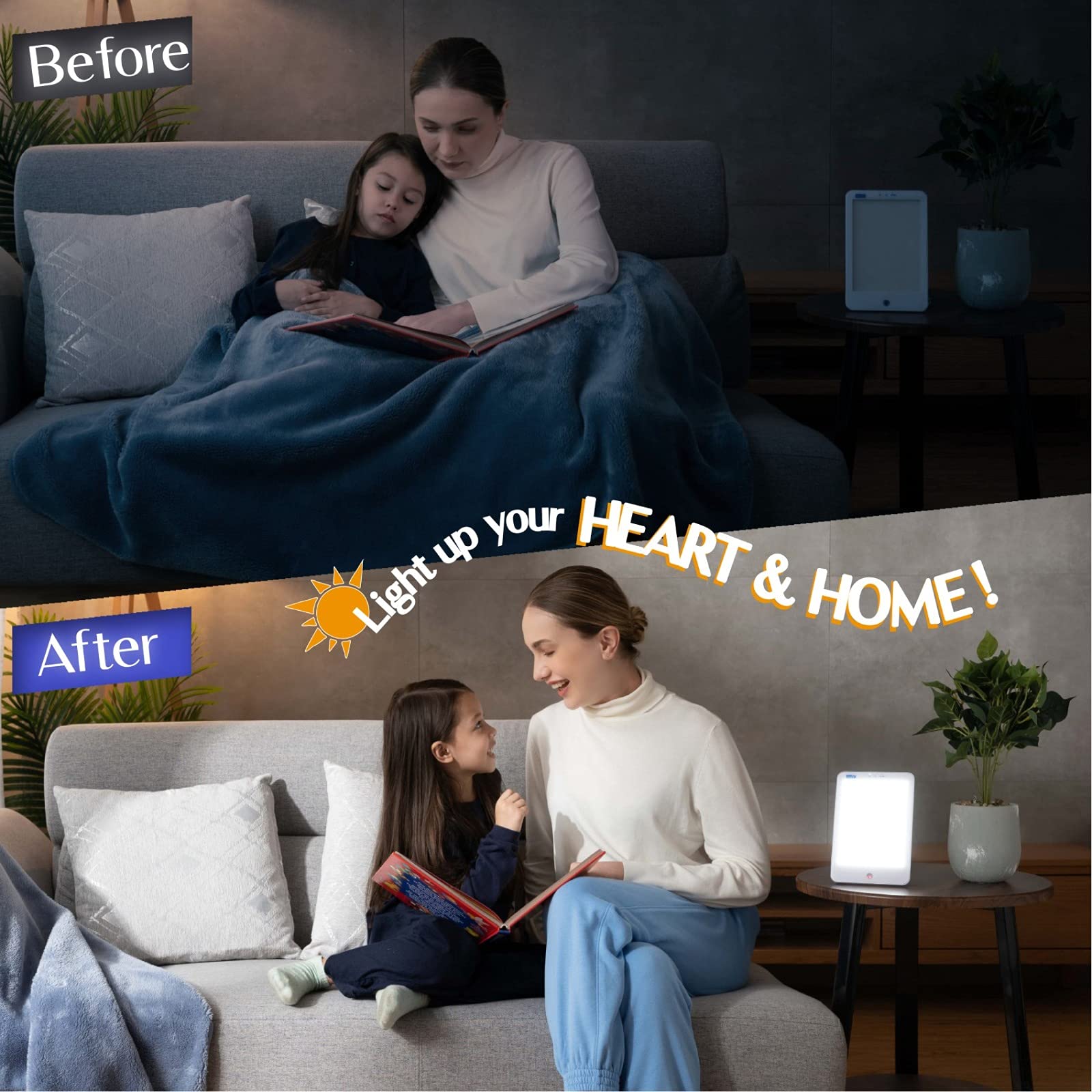 AABY WL21 Lampe de luminothérapie sans UV sans scintillement LED 10 000 lux Lumière blanche brillante Luminosité 3 étapes Minuterie Indicateur tactile Contrôle tactile Taille compacte Portable Mood