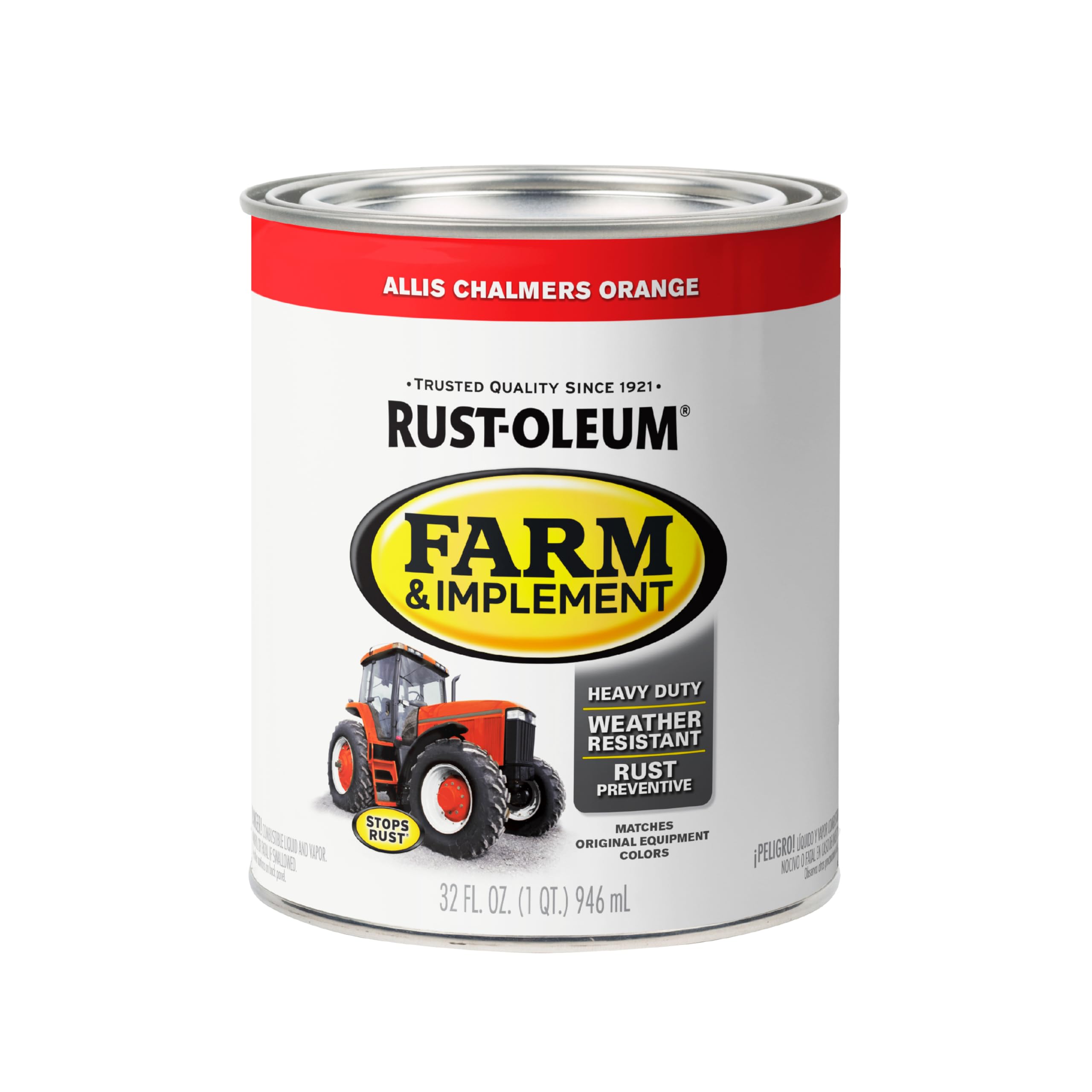 Rust-Oleum 280156 Farm &amp; Implement Enamel Paint, Quart, Allis Chalmers Orange, (Pack of 1)
