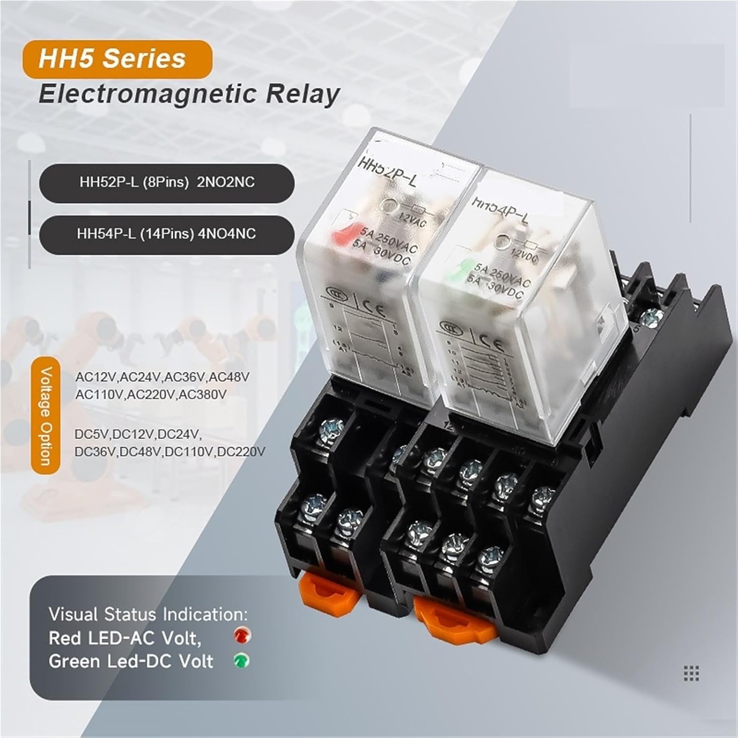 HH54P-L Miniature Electromagnetic Relay Precise Control and Stable Switching Component 1Pcs(HH54P-L 12VDC)