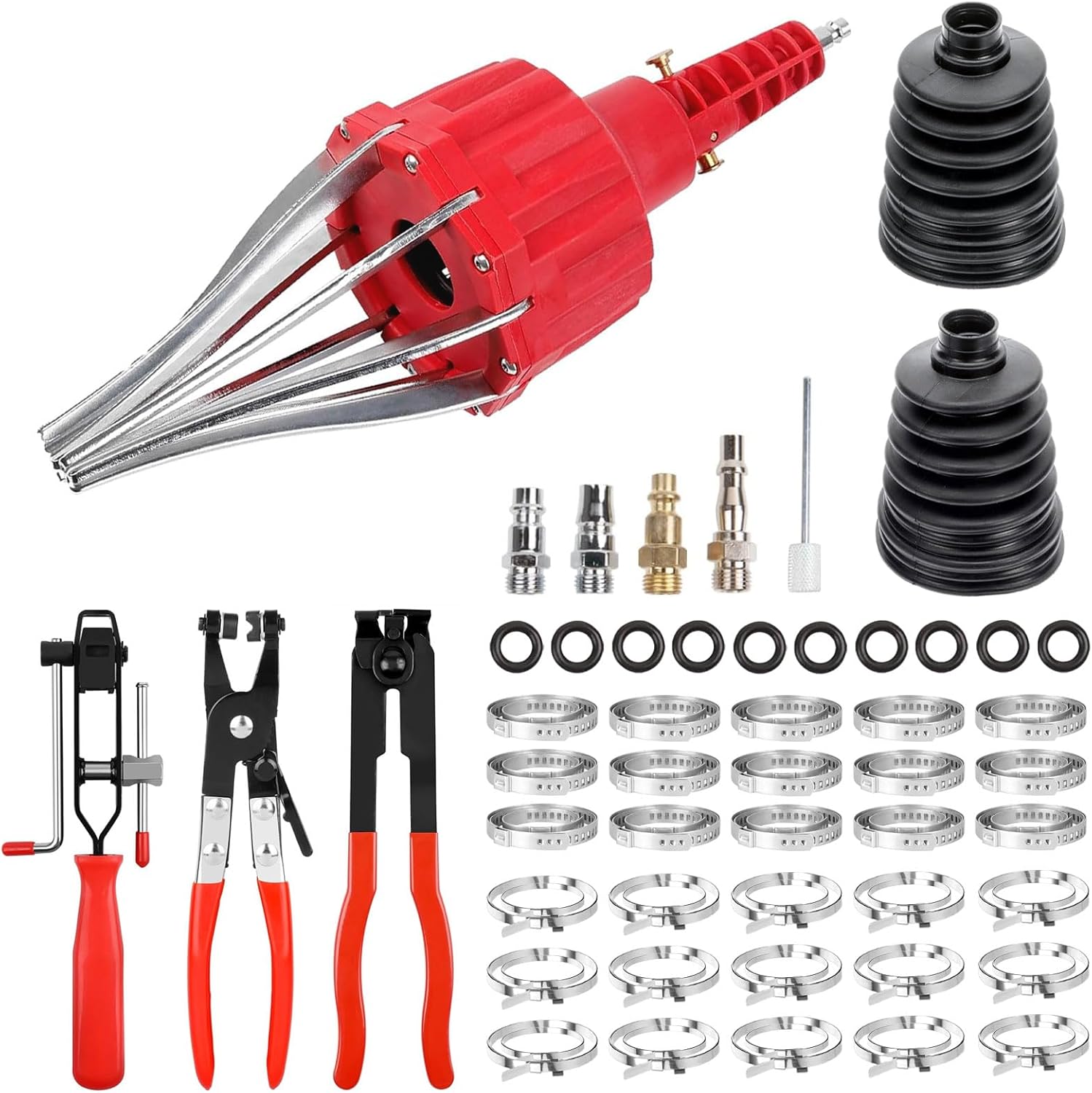 CV Joint Boot Tool with 3Pcs Cv Boot Clamp Pliers Kit, Expander Rod Spreader Installation Removal Tool, Compatible with Audi, BMW,Mercedes, UTV, ATV (Red)