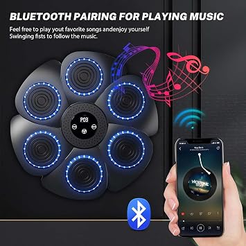 Smart Bluetooth Music Boxing Machine - Wall-Mounted Punching Trainer with RGB Lights, 9 Rhythm Modes & Auto Counting, Boxing Equipment for Adults Home Workout, Music Punch Machine Set
