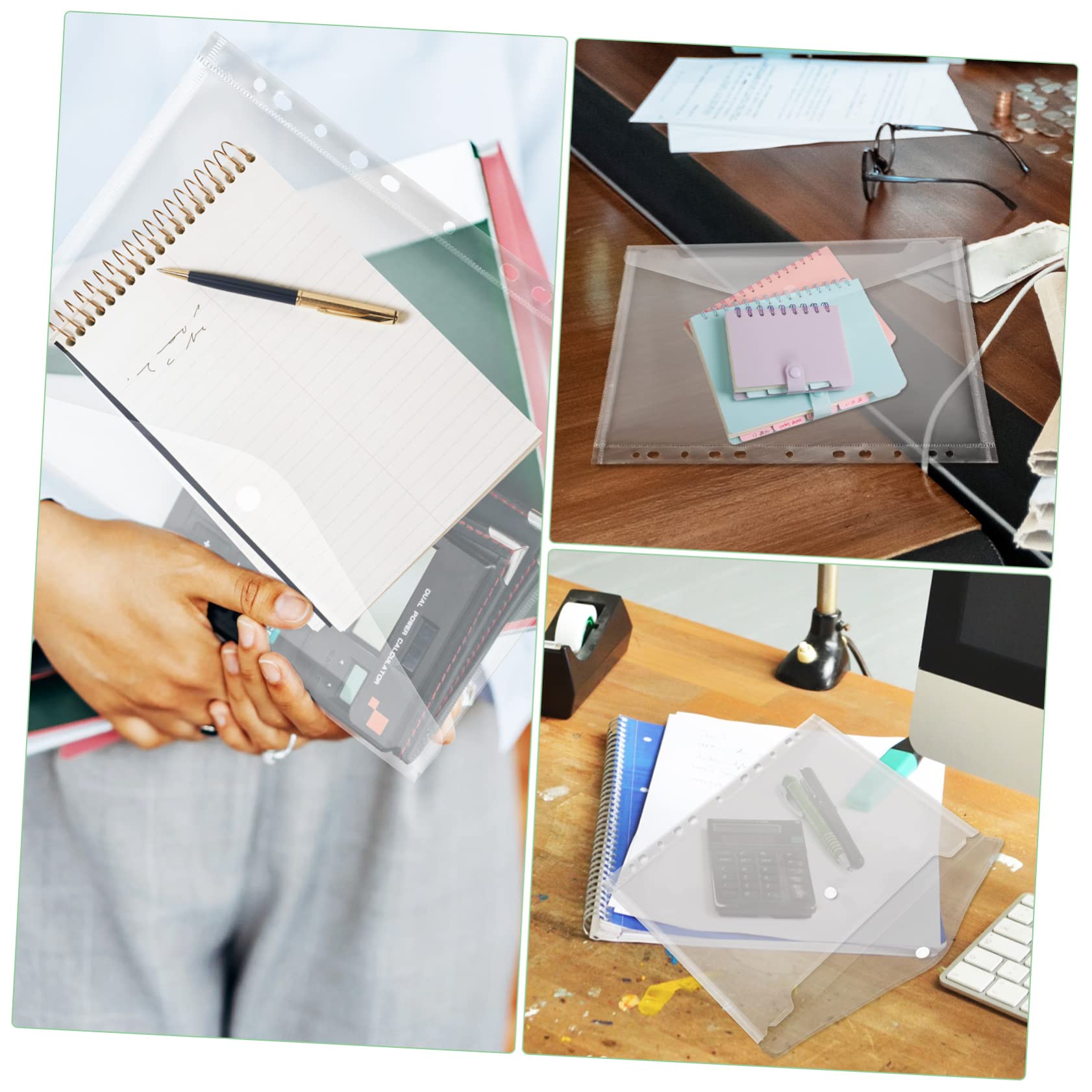 Buste A4 Trasparenti per Raccoglitore, 20 Pezzi in Pp | 11 Fori, Chiusura a Bottone, per Fatture e Ricevute, Organizzazione Documenti in Ufficio e Scuola