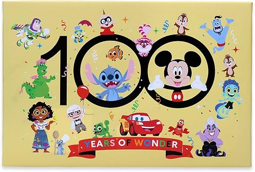 Open Road Brands Disney 100 Years of Wonder Gallery - Lienzo decorativo para pared, adorable collage de personajes de Disney, arte de pared para el