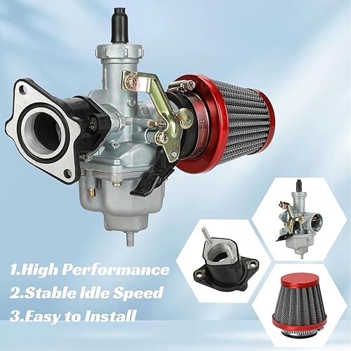Miniatura 5 de YOXUFA Carburador PZ27 de 1.063 in Carb Cable Choke 1.496 in Kit de filtro de aire para 125cc 150cc 200cc 250cc ATV Dirt Pit Bike Go Kart 4 tiempos