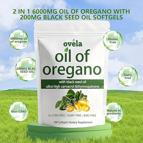 Miniatura 3 de Aceite de orégano, aceite de orégano con aceite de semilla negra, 180 unidades  Formulado 2 en 1, conserva carvacrol y timoquinona de alta