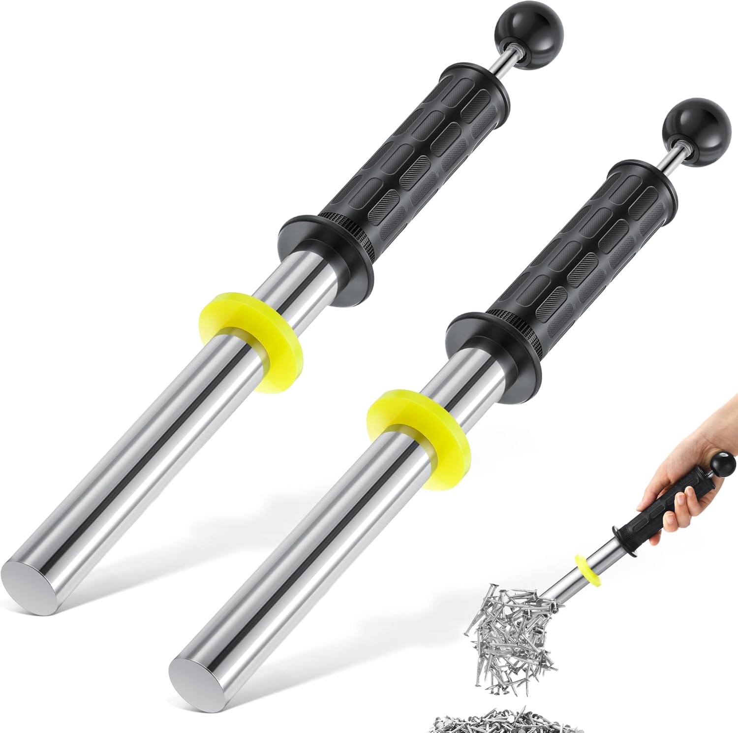 Magnetic Pickup Tool, Magnet Wand with Release Handle, Magnetic Chip Collector for Pickup Nails, Screws and Metal Cuttings & Shavings (2 Pack)
